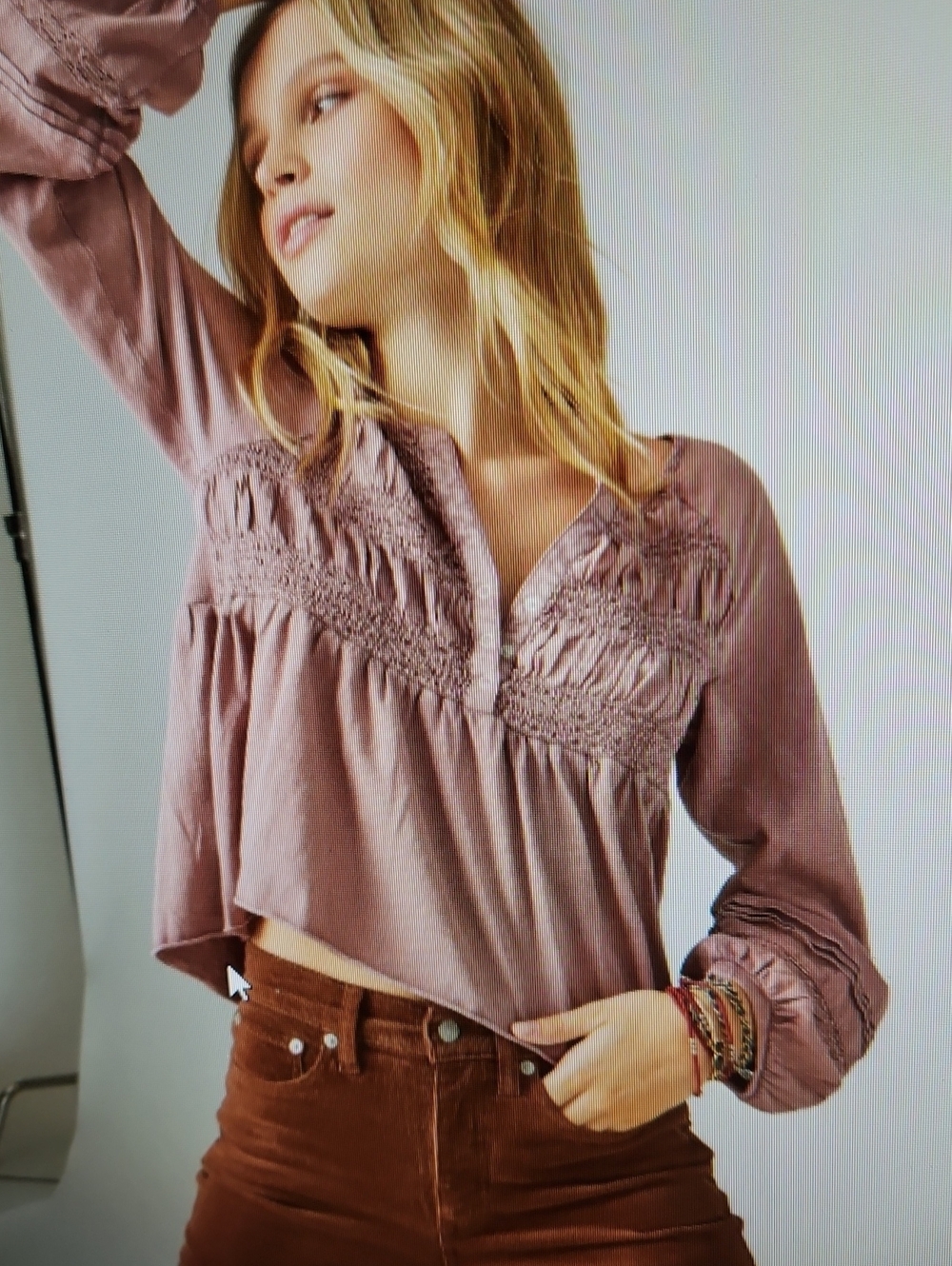 LUCKY BRAND MAUVE TEXTURED BABYDOLL TOP SZ XXL